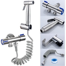 CHILL HOUSE Ducha Higienica para WC en Acero Inox con Grifo bidet, Manguera Bidet y Ducha bidet para Inodoro Completo - Grifo