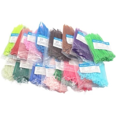 XMKT 100 bridas para cables, 18 colores, 2,5 mm x 100 mm, 2,5 mm x 100 mm, autobloqueo, de nailon, color blanco y negro (negro)