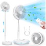LIPETY Portable Folding Oscillating Standing Fan, 9" 7200mAh Rechargeable Battery USB C Small Table Fans with Remote Control,