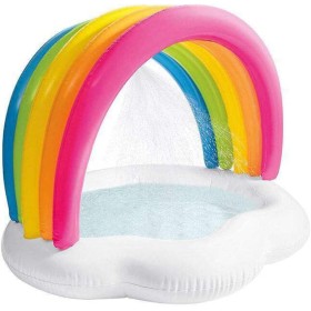 Intex 57140NP - Piscina, Piscina Hinchable Infantil, diseño arcoíris, Piscina Infantil Redonda, pulverizador, Suelo Acolchado y