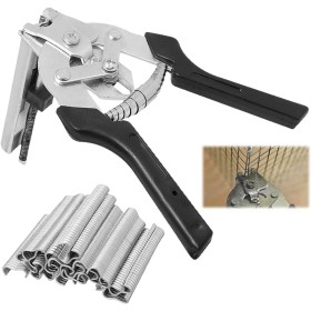 Pinzas para Vallas, Grapadora de Embutidos con 600 Clips, Hierro Galvanizado + Plástico, Agarre Cómodo, para Vallas, Jaulas de