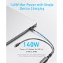 Anker Cable, 2-in-1 USB C to USB C Braide Cable 140W Max,Fast Charging for iPhone 16/16 Pro Max/15 Series,MacBook Air/Pro,and