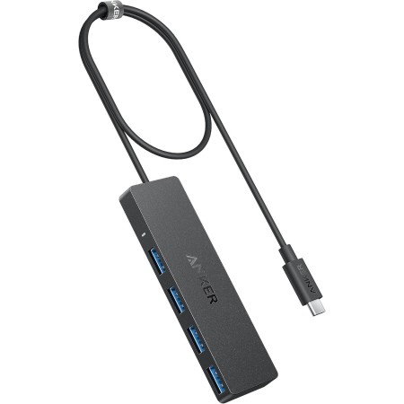Anker Hub USB C, Hub USB de 5 Gbps de 4 Puertos, 60cm Cable OTG ultradelgado y extendido, para MacBook, Mac Pro, Mac Mini, iMac,