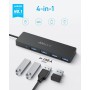 Anker Hub USB C, Hub USB de 5 Gbps de 4 Puertos, 60cm Cable OTG ultradelgado y extendido, para MacBook, Mac Pro, Mac Mini, iMac,