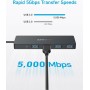 Anker Hub USB C, Hub USB de 5 Gbps de 4 Puertos, 60cm Cable OTG ultradelgado y extendido, para MacBook, Mac Pro, Mac Mini, iMac,