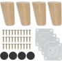 Qodiacl 4 Piezas Patas Madera para Muebles de Cuadrada 10cm Patas Mesillas de Noche de Madera Roble Patas de Repuesto para Sofá,