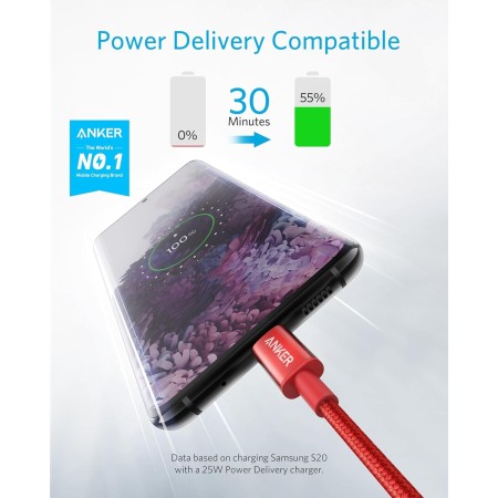 Anker Cable USB C Carga Rapida,60W Cable USB C de Nylón, Paquete Doble, para iPhone 16/16 Pro/16 Plus/15/16 ProMax, iPad