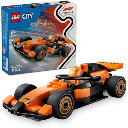 LEGO City Piloto de F1 con Coche McLaren, Juguete de Construcción con Mini Vehículo de Fórmula 1 y Minifigura para Juegos de