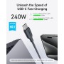 Anker Cable USB-C a USB-C (240 W, 180 cm) Cable de carga de nailon orgánico tipo C, carga rápida, compatible con iphone 15,