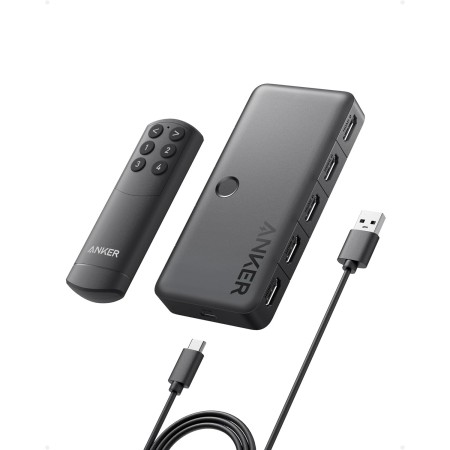Anker Switch HDMI, bidireccional, 4K, 60 Hz, Divisor HDMI con diseño metálico, Salida 4 en 1 con Indicadores LED, 3D, HDR,