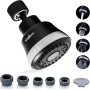 Vailux® Adaptador Grifo cocina - Plateado - Negro | Aireador Grifo cocina Con Giro 360° | Difusor Grifo Cocina | Atomizador