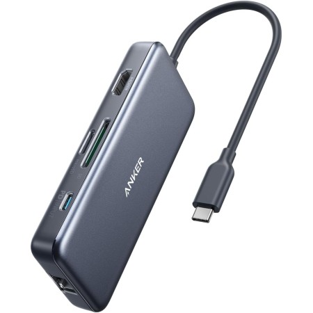 Anker Adaptador hub USB-C, hub USB-C 7 en 1 PowerExpand+, con USB-C a HDMI de 4K, Power Delivery de 60 W, Ethernet de 1 GB/s, 2