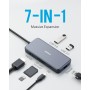 Anker Adaptador hub USB-C, hub USB-C 7 en 1 PowerExpand+, con USB-C a HDMI de 4K, Power Delivery de 60 W, Ethernet de 1 GB/s, 2