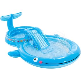 INTEX Centro de juego de agua, Centro de juego acuático, 373x234x99 cm, 235 litros, 81 kg, suelo acolchado, Piscina con tobogán,