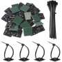 jatimdotin Bridas, 200 Piezas Bridas Plastico, Juego Soportes de Cables Autoadhesivo, Adhesivas para Bridas de Cables, Brida +