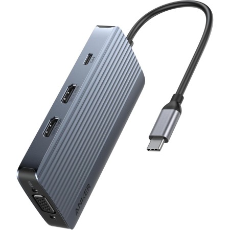 Anker 8-in-1 USB-C Hub, USB C Docking Station Triple Display Multi-Port Dongle with 2 HDMI 4K and VGA 1080p, 5Gbps Data