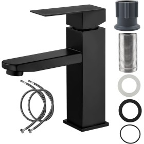Grifos Para Lavabos De Baño, Grifo Lavabo Negro, Aceros Inoxidables Grifo Lavabo, Grifo Lavabo Negro Mate, Agua Fría Y Caliente