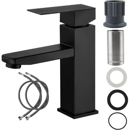 Grifos Para Lavabos De Baño, Grifo Lavabo Negro, Aceros Inoxidables Grifo Lavabo, Grifo Lavabo Negro Mate, Agua Fría Y Caliente