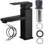 Grifos Para Lavabos De Baño, Grifo Lavabo Negro, Aceros Inoxidables Grifo Lavabo, Grifo Lavabo Negro Mate, Agua Fría Y Caliente