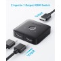 Anker Switch HDMI, bidireccional, 4K a 60 Hz, Salida 2 en 1 con Acabado Liso, Compatible con HDR, 3D, Dolby, Compatible con