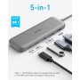 Anker Hub USB C, concentrador Hub USB 332 (5 en 1) con Pantalla HDMI 4K, Puerto de Datos de 5 Gbps y 2 Puertos USB-A para