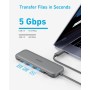 Anker Hub USB C, concentrador Hub USB 332 (5 en 1) con Pantalla HDMI 4K, Puerto de Datos de 5 Gbps y 2 Puertos USB-A para