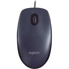 Logitech M90 Ratón con Cable USB, Seguimiento Óptico 1000 DPI, Ambidiestro, PC, Mac, Portátil, Negro