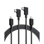 Anker Cable USB C en ángulo recto, 240W, paquete de 2 USB C a USB C de 6 pies, carga trenzado tipo C de 90 grados para iPhone
