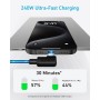 Anker Cable USB C en ángulo recto, 240W, paquete de 2 USB C a USB C de 6 pies, carga trenzado tipo C de 90 grados para iPhone