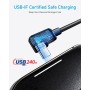 Anker Cable USB C en ángulo recto, 240W, paquete de 2 USB C a USB C de 6 pies, carga trenzado tipo C de 90 grados para iPhone