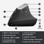 Logitech MX Ratón Vertical Inalámbrico Ergonómico, Multi-Ordenador, 2,4 GHz/Bluetooth con Receptor Unifying USB, Seguimiento