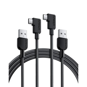 Anker Cable USB C de ángulo recto, 2 cables de carga trenzados de USB-A a USB-C de 90 grados (1,8 m), cable tipo C resistente