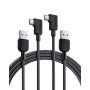 Anker Cable USB C de ángulo recto, 2 cables de carga trenzados de USB-A a USB-C de 90 grados (1,8 m), cable tipo C resistente