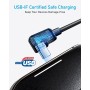 Anker Cable USB C de ángulo recto, 2 cables de carga trenzados de USB-A a USB-C de 90 grados (1,8 m), cable tipo C resistente