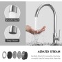 UHOUSEST Grifo Cocina, Acero Inoxidabl Grifo de Cocina，Con la Función de Rotación de 360°Grados, Es Regulable entre Caliente y