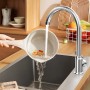 UHOUSEST Grifo Cocina, Acero Inoxidabl Grifo de Cocina，Con la Función de Rotación de 360°Grados, Es Regulable entre Caliente y