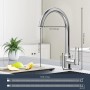 UHOUSEST Grifo Cocina, Acero Inoxidabl Grifo de Cocina，Con la Función de Rotación de 360°Grados, Es Regulable entre Caliente y
