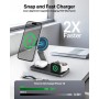 Cargador inalámbrico con mag-Safe, estación de Carga iPhone 3 en 1 para Apple Watch, Cargador inalámbrico inductivo Plegable