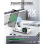 Cargador inalámbrico con mag-Safe, estación de Carga iPhone 3 en 1 para Apple Watch, Cargador inalámbrico inductivo Plegable