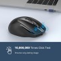TECKNET Ratón Inalámbrico, 5 Niveles 2600 dpi, 2.4G Ratón Inalámbrico USB Ergonómico, 6 Botones, 24 Meses Duración de Batería,