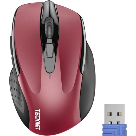 TECKNET Ratón Inalámbrico, 5 Niveles 2600 dpi, 2.4G Ratón Inalámbrico USB Ergonómico, 6 Botones, 24 Meses Duración de Batería,