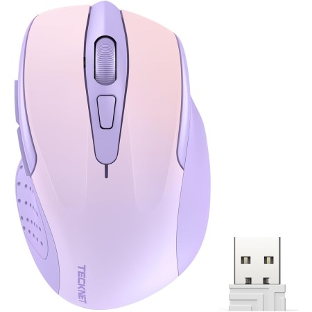 TECKNET Ratón Inalámbrico, 5 Niveles 2600 dpi, 2.4G Ratón Inalámbrico USB Ergonómico, 6 Botones, 24 Meses Duración de Batería,