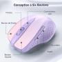TECKNET Ratón Inalámbrico, 5 Niveles 2600 dpi, 2.4G Ratón Inalámbrico USB Ergonómico, 6 Botones, 24 Meses Duración de Batería,