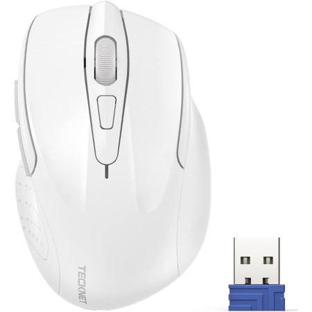 TECKNET Ratón Inalámbrico, 5 Niveles 2600 dpi, 2.4G Ratón Inalámbrico USB Ergonómico, 6 Botones, 24 Meses Duración de Batería,