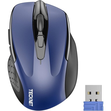 TECKNET Ratón Inalámbrico, 5 Niveles 2600 dpi, 2.4G Ratón Inalámbrico USB Ergonómico, 6 Botones, 24 Meses Duración de Batería,