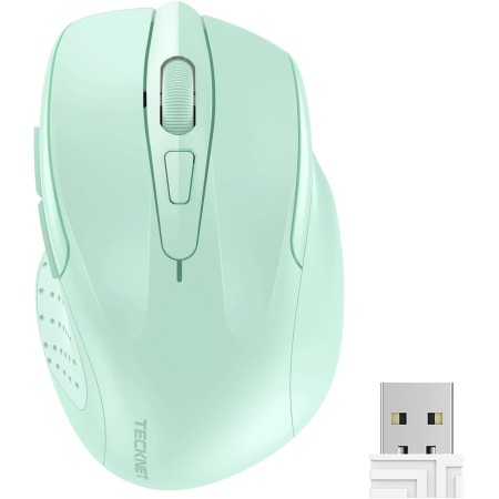 TECKNET Ratón Inalámbrico, 5 Niveles 2600 dpi, 2.4G Ratón Inalámbrico USB Ergonómico, 6 Botones, 24 Meses Duración de Batería,