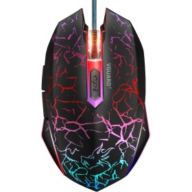 VGUARD Ratón Gaming con Cable, 4 dpi Ajustables hasta 2400, Gaming Mouse Óptico, Ratón Ergonómico Óptico RGB con 6 Botones y LED