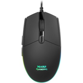 Mars Gaming MMG, Ratón Gaming Compacto 3200 dpi RGB Flow, Switches Mecánicos HUANO, Diseño Ligero Antideslizante, 6 Botones,