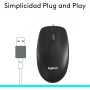 Logitech M100 Ratón con Cable USB, 3 Botones, Seguimiento Óptimo 1000 DPI, Ambidestro, Compatible con PC, Mac, Portátil - Negro