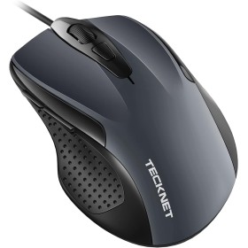 TECKNET Silenciosos Ratón con Cable USB de 1,5 m, 6 Botones, hasta 6400DPI, Superficie Antihuellas para Computadora Portátil,
